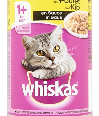 Whiskas blik adult brokjes in saus kip