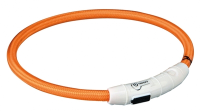 Trixie halsband flash light lichtgevend usb oplaadbaar oranje