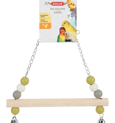 Zolux schommel hout met kralen / 2 bellen / ketting assorti