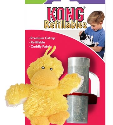 Kong kat pluche eend geel catnip
