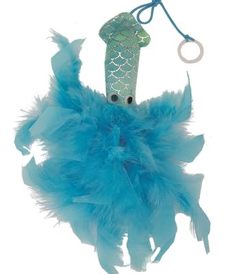 Happy pet mermaid inktvis met veren blauw