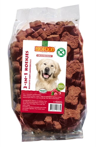 Biofood 3 in 1 hondenkoekjes met cranberry